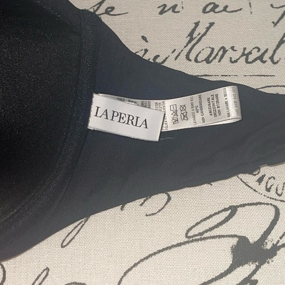 LA PERLA Balconette Bikini Black White Logo Strap Halter Light Padding Underwire - Picture 7 of 10